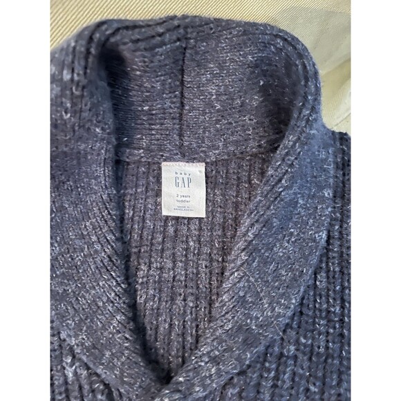 Baby Gap Button Down Cardigan Sweater Blue Boy's Sz 2 Grandpa Cable Knit - Picture 2 of 3